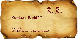 Karkus Radó névjegykártya